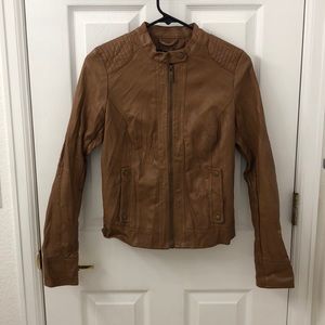 Faux brown leather jacket